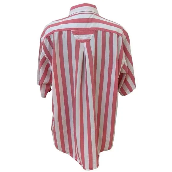 Woolrich Short Sleeve Button Front Red Stripe Cotton Shirt Womens XL - Picture 2 of 5